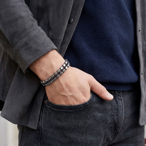 Çelik Halatlı Elmas Kesim Hematit Ayarlanabilir Bileklik