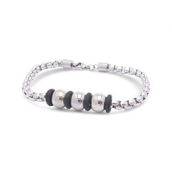 سوار رجالي بتفاصيل كرة وسلسلة فولاذية وحبل قابل للتعديل