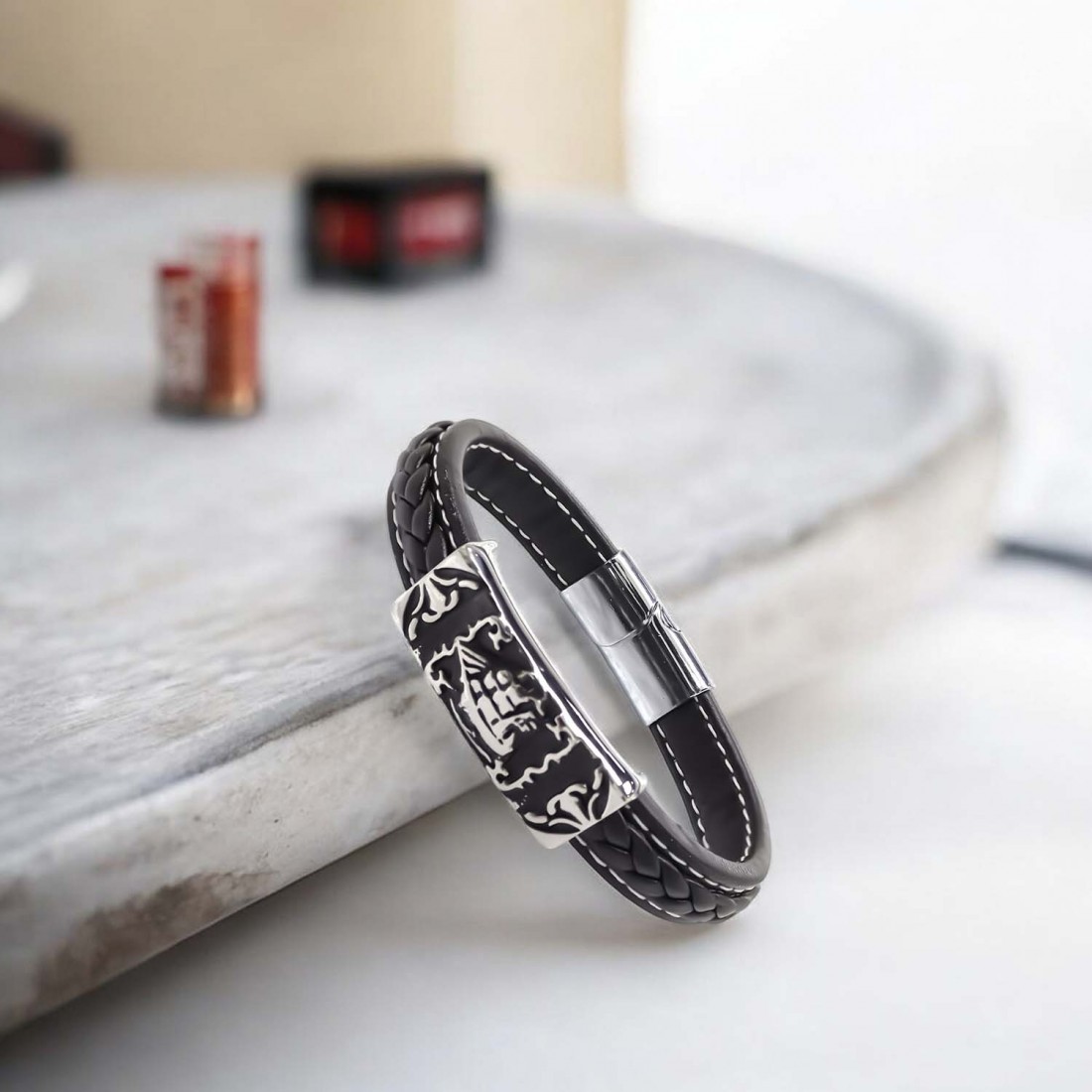 Çelik Ve Deri Bileklik