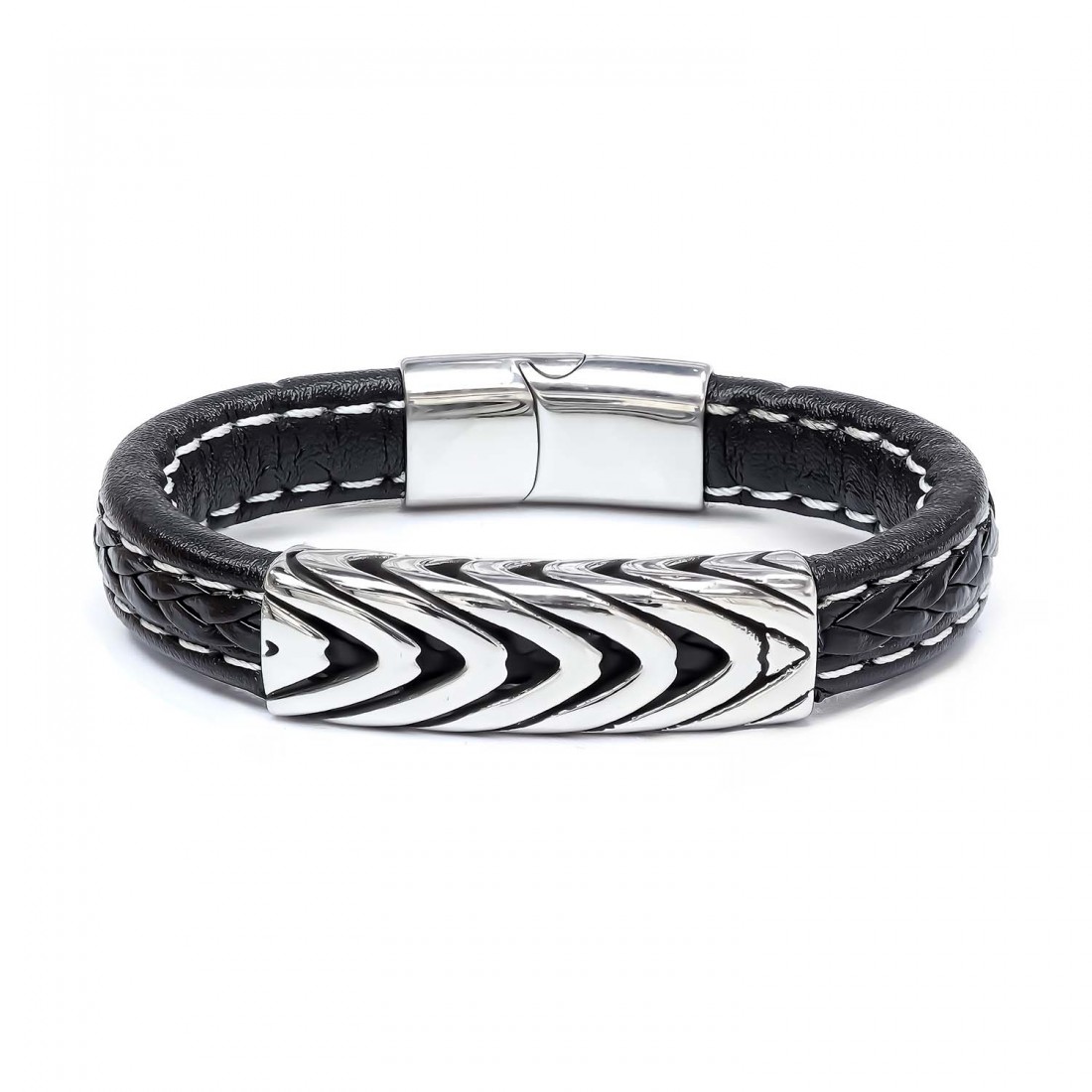 Çelik Ve Deri Bileklik