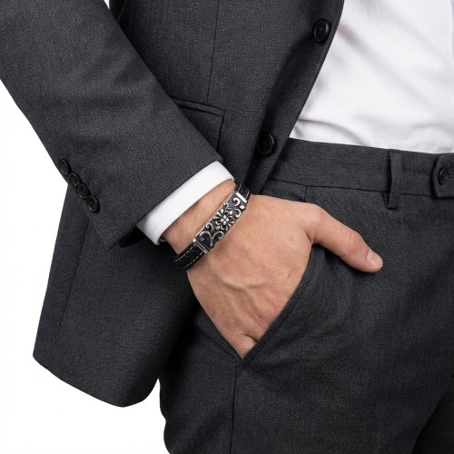 Çelik Ve Deri Bileklik