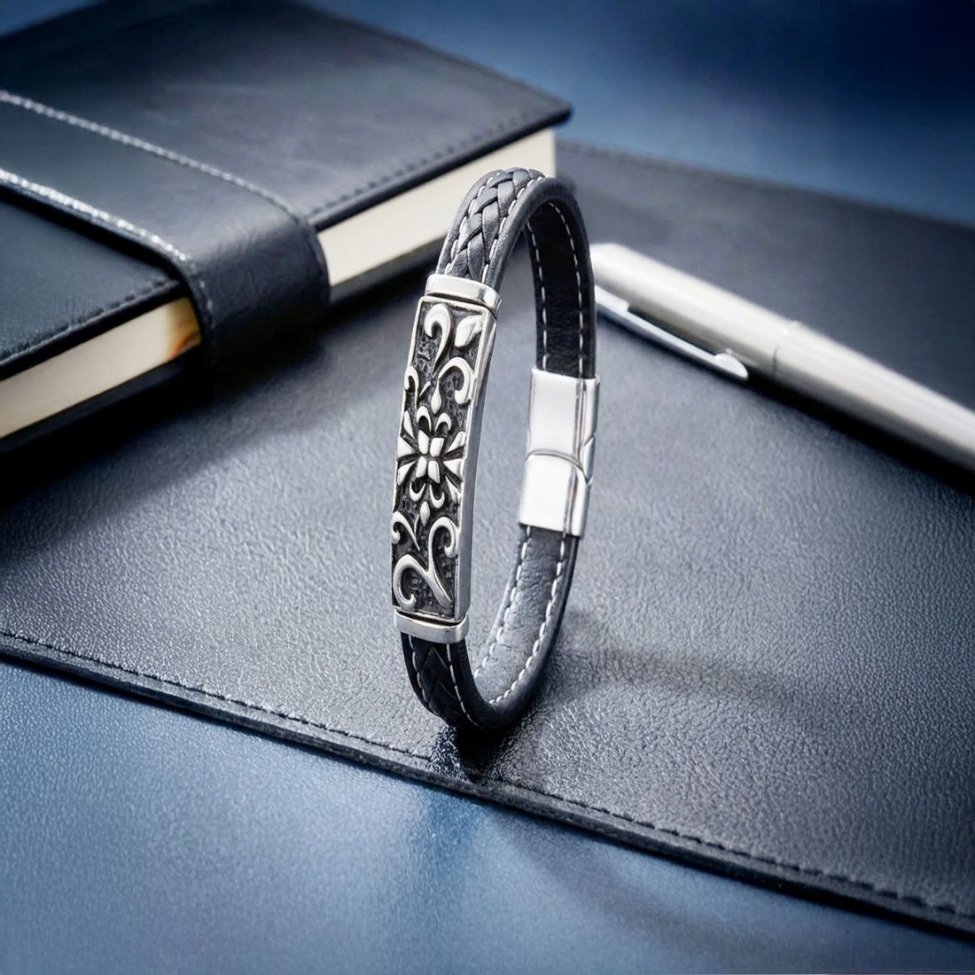 Çelik Ve Deri Bileklik