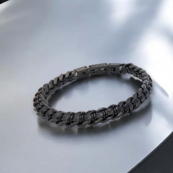 Stainless Steel and Lambskin Men's Bracelet