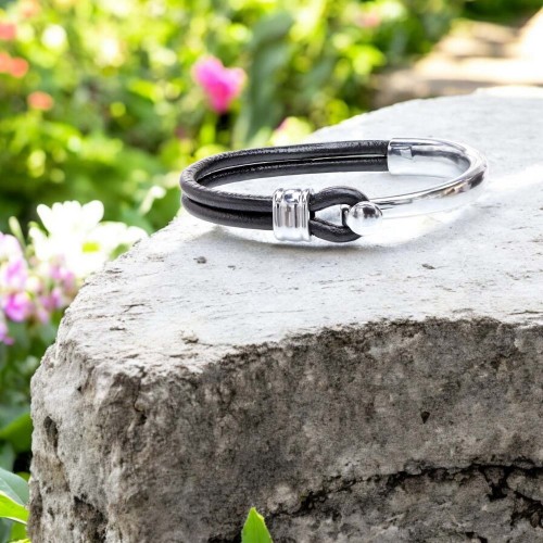 Chrome Tokalı Ve Deri Bileklik