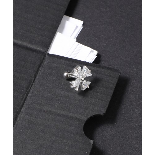 Çiçek Taşlı Çelik Küpe