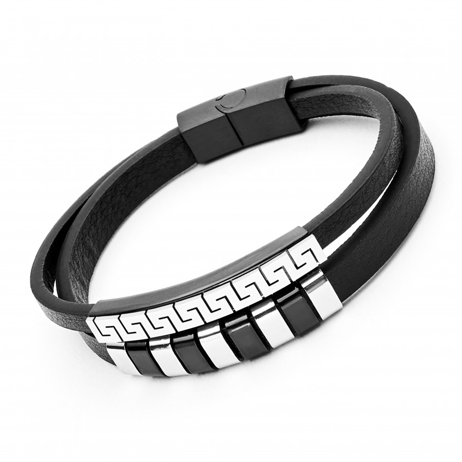 Toptan Çift Figürlü Çoklu Hakiki Deri Çelik Bileklik Fiyatları