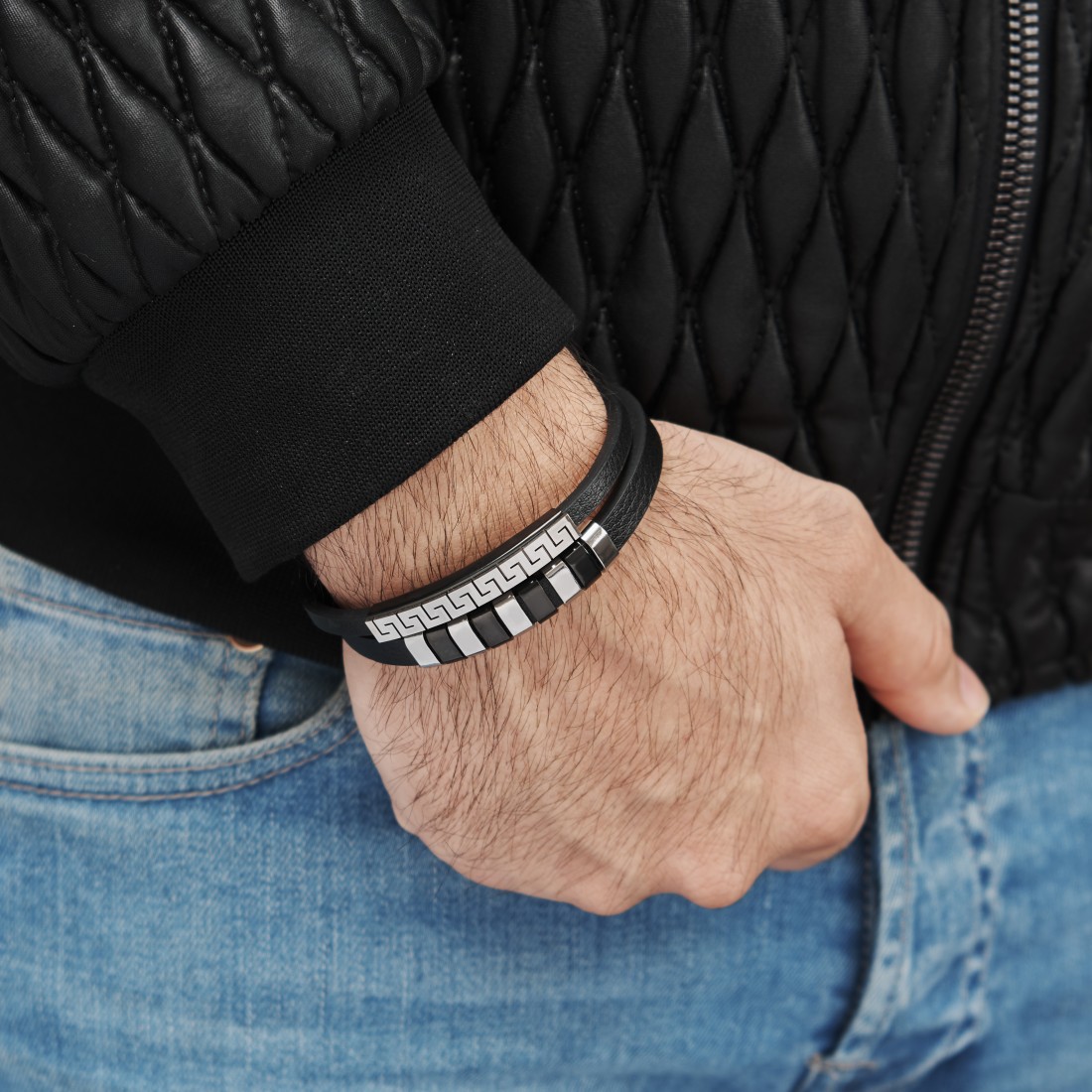 Toptan Çift Figürlü Çoklu Hakiki Deri Çelik Bileklik Fiyatları