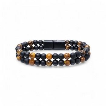 Çift Oniks Ve Kaplangözü Çelik Bileklik