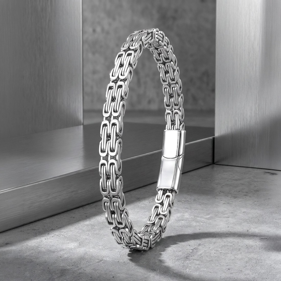 Çiftli 4mm Kral Model Çelik Zincir Erkek Bileklik – Çelik Kilitli
