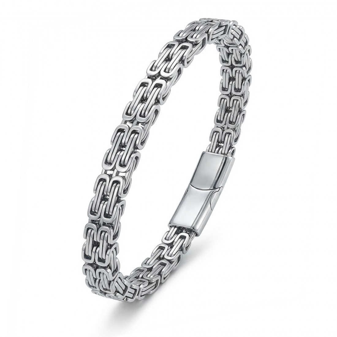 Çiftli 4mm Kral Model Çelik Zincir Erkek Bileklik – Çelik Kilitli