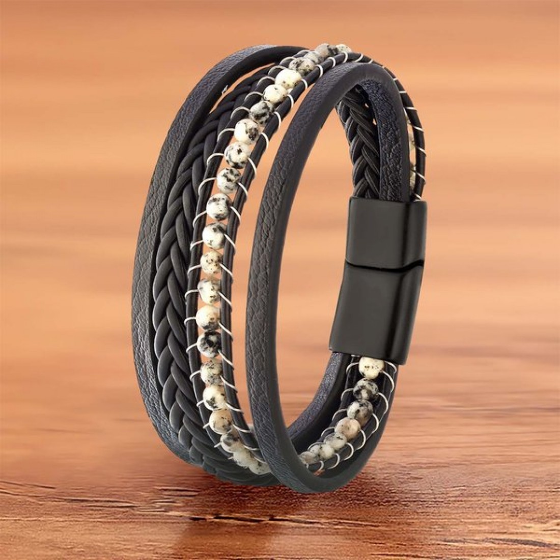 Dalmaçya Doğaltaş Ve Deri Bileklik