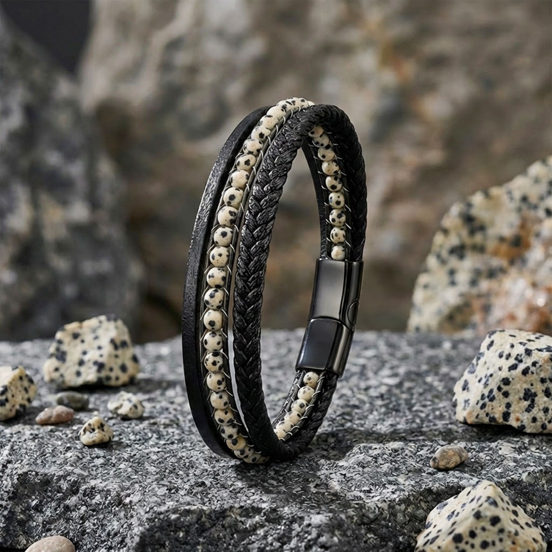 Dalmaçya Doğaltaş Ve Deri Bileklik