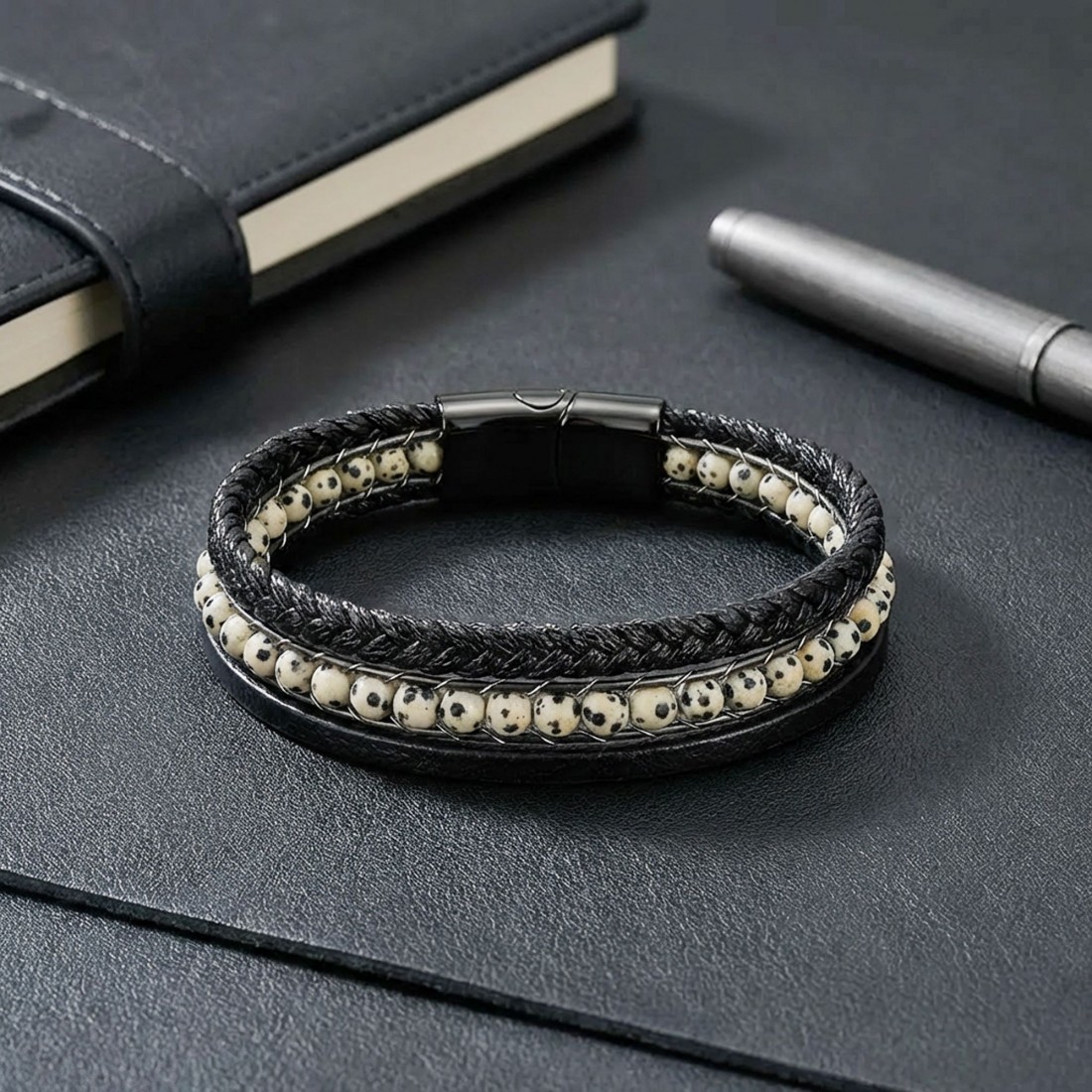 Dalmaçya Doğaltaş Ve Deri Bileklik