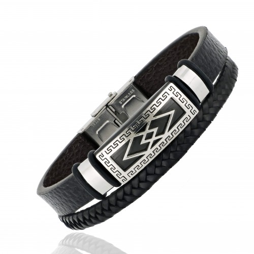 Delta Çoklu Deri Çelik Bileklik