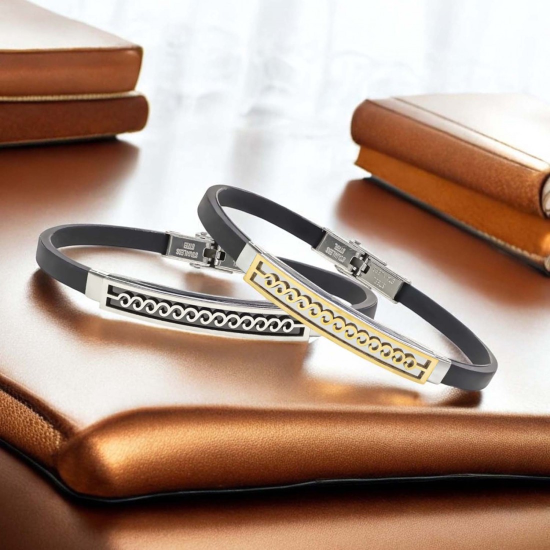 Deniz Dalgası Desenli Çelik Bileklik