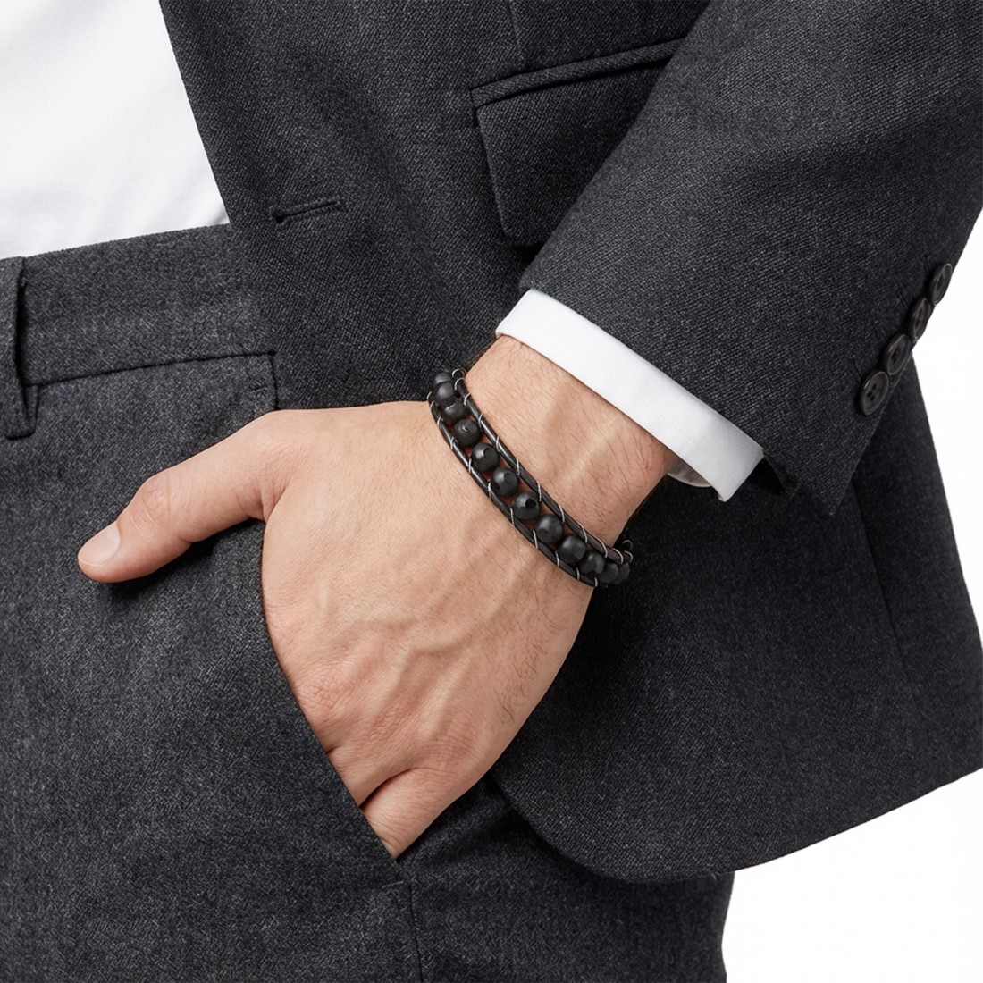 Toptan Desenli Oniks Doğaltaşlı Deri Bileklik Fiyatları