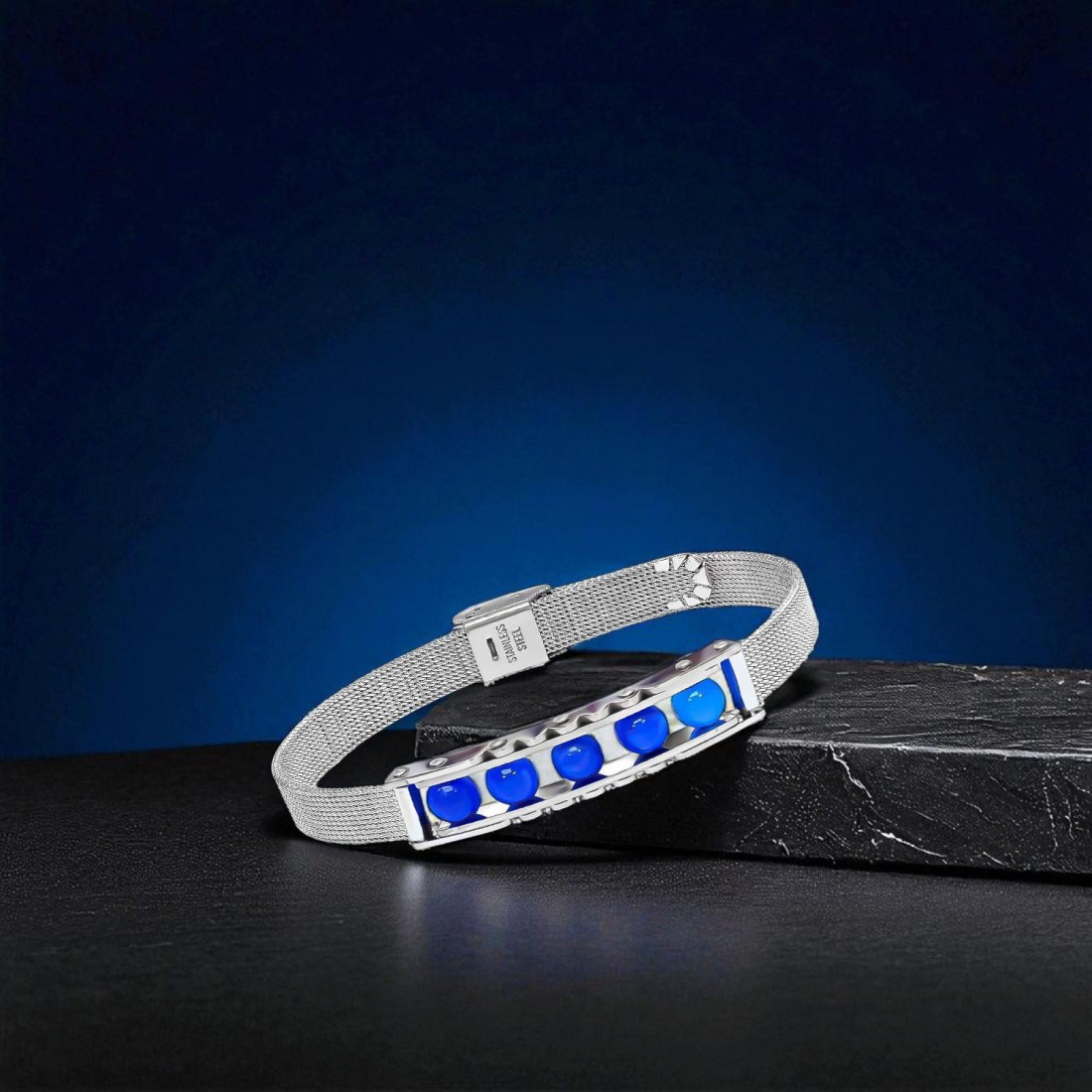 Doğal Taşlı Ve Paslanmaz Çelik Bileklik