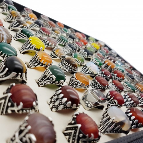 Doğaltaşlı Otantik Erkek Yüzük