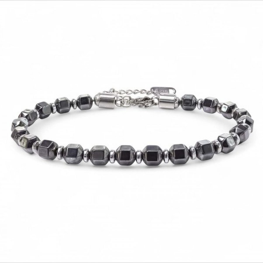 Esmas Kesim Hematit Ayaranabilir Çelik Zincir Bileklik