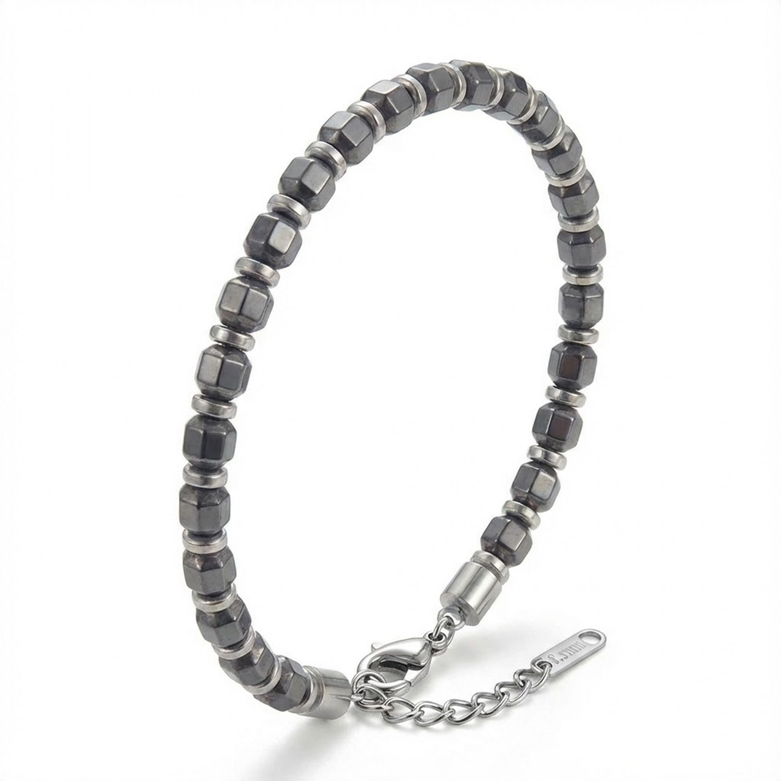Esmas Kesim Hematit Ayaranabilir Çelik Zincir Bileklik