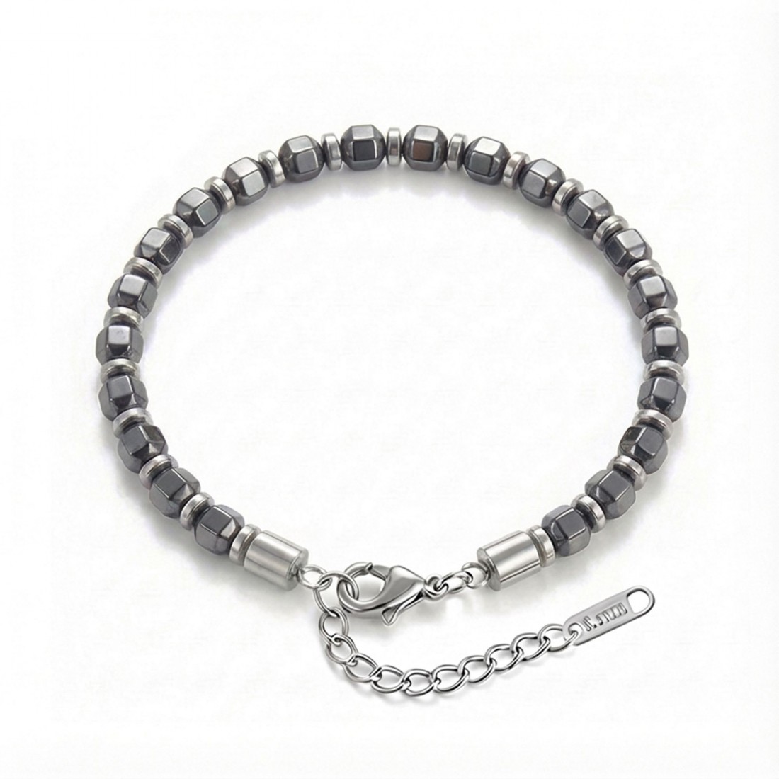 Esmas Kesim Hematit Ayaranabilir Çelik Zincir Bileklik