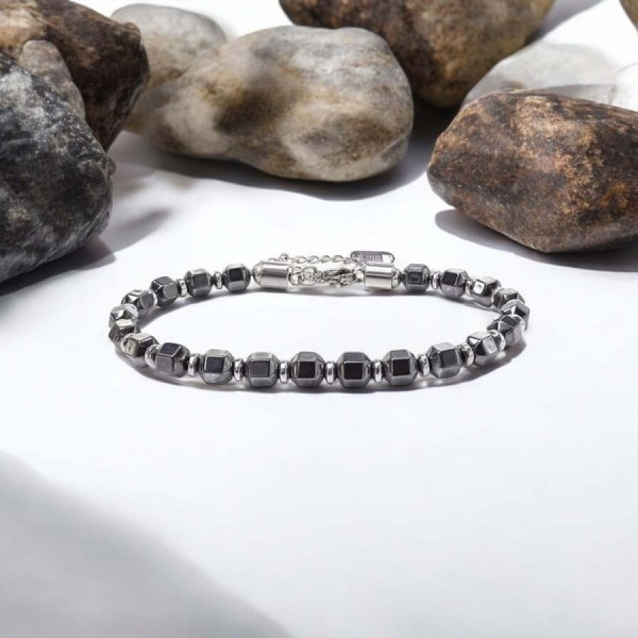 Esmas Kesim Hematit Ayaranabilir Çelik Zincir Bileklik