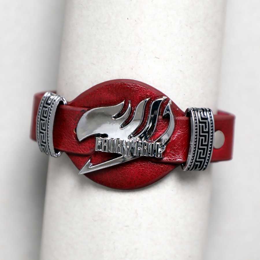 Toptan Fairy Tail Bordo Ve Siyah Anime Deri Bileklik Fiyatları