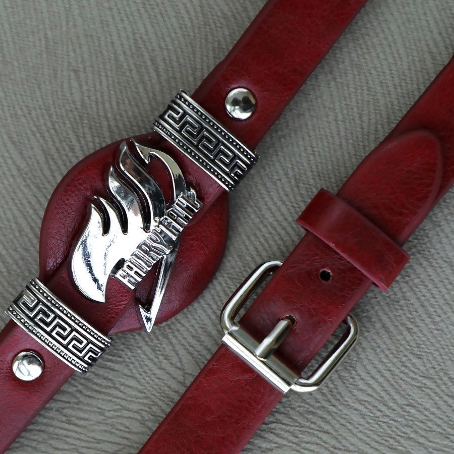 Toptan Fairy Tail Bordo Ve Siyah Anime Deri Bileklik Fiyatları