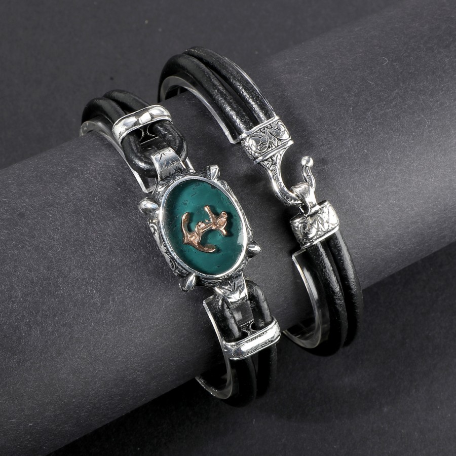 Toptan Gemi Çapa Figürlü Deri Kordonlu Otantik Bileklik Fiyatları