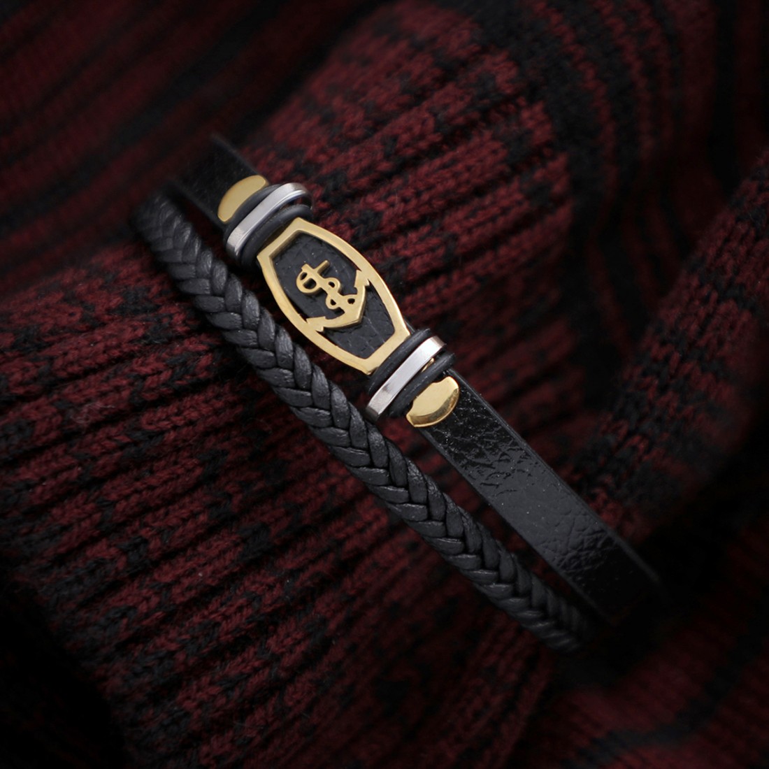 Toptan Gemi Çapası Salaç Çelik  Deri Bileklik Fiyatları