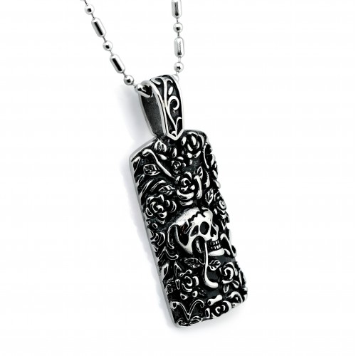 Güllü Kuru Kafa Çelik Kolye Ucu