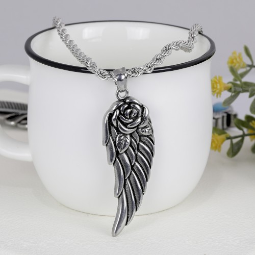 Güllü Tüy Çelik Kolye Ucu