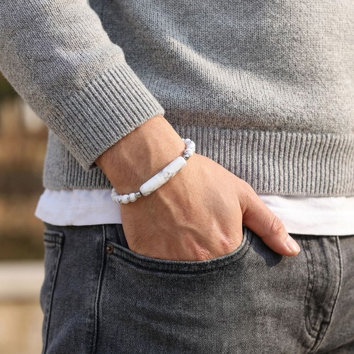 Havlit Doğaltaş Çelik Halat Ve Çelik Klipsli Bileklik