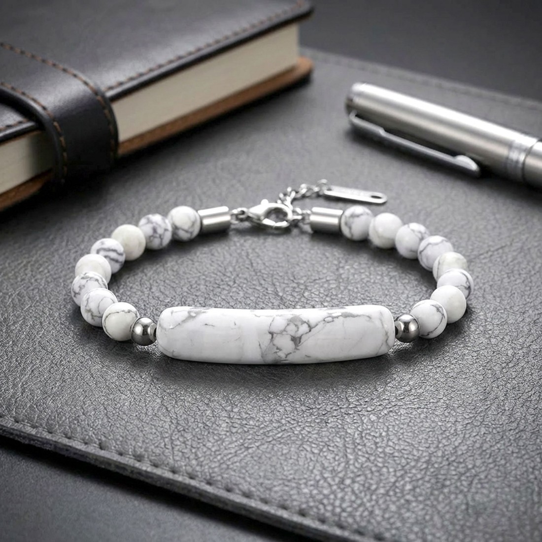 Havlit Doğaltaş Çelik Halat Ve Çelik Klipsli Bileklik