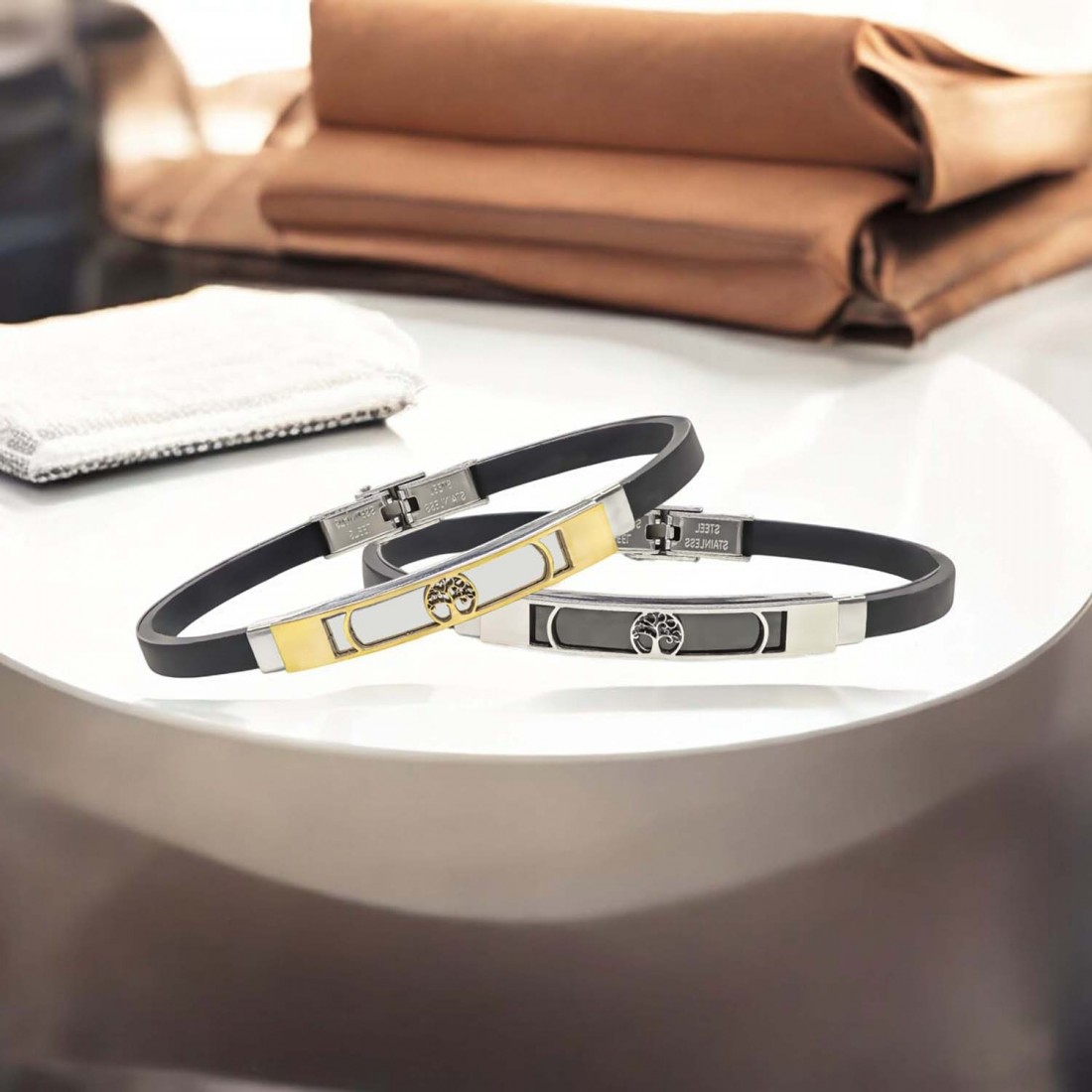 Hayat Ağacı Desenli Çelik Bileklik