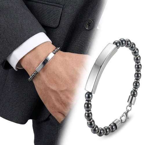 Men's Natural Stone Steel Bracelet 14195
