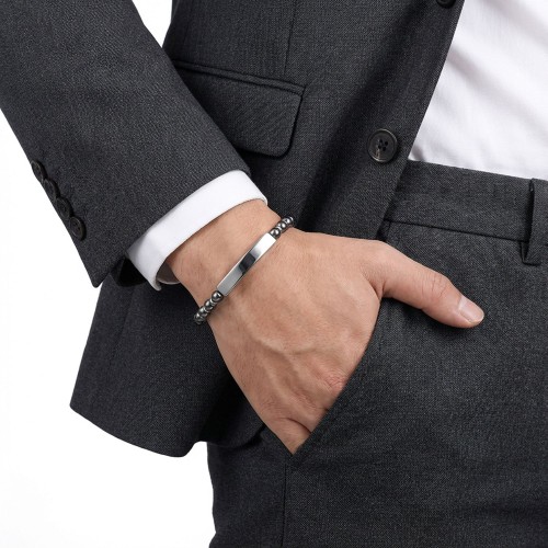 Men's Natural Stone Steel Bracelet 14195