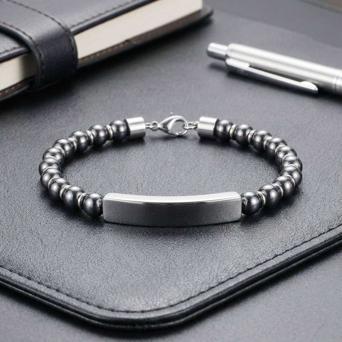Men's Natural Stone Steel Bracelet 14195