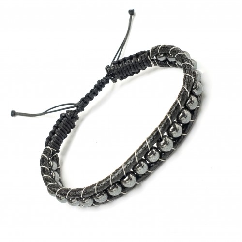 Hematit Doğaltaşlı Makrome Bileklik