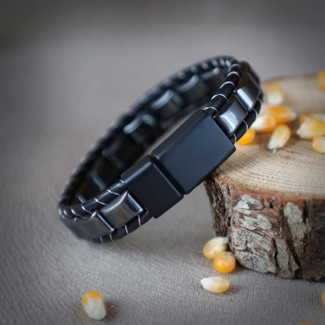 Toptan Hematit Örmeli Deri Bileklik Fiyatları