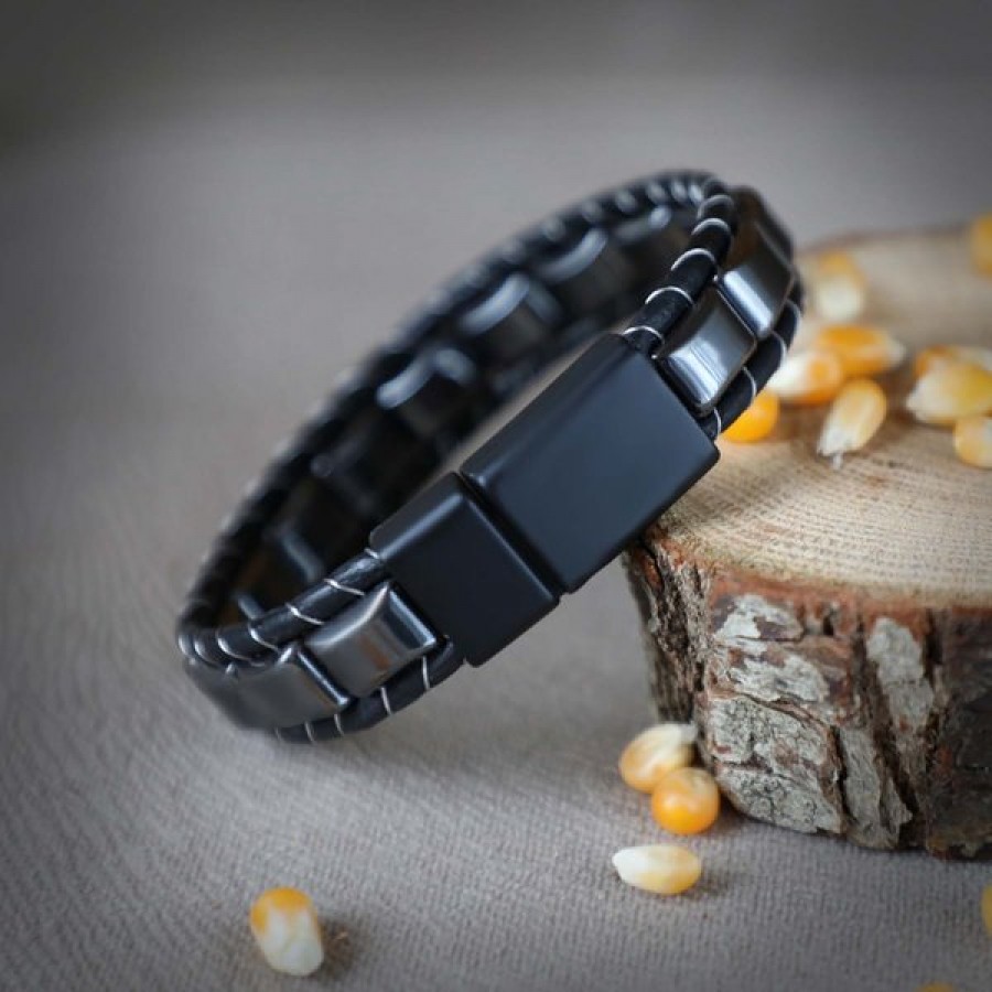 Toptan Hematit Örmeli Deri Bileklik Fiyatları