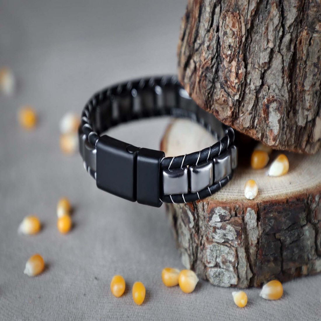 Toptan Hematit Örmeli Deri Bileklik Fiyatları