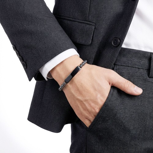 Men's Natural Stone Steel Bracelet 14192