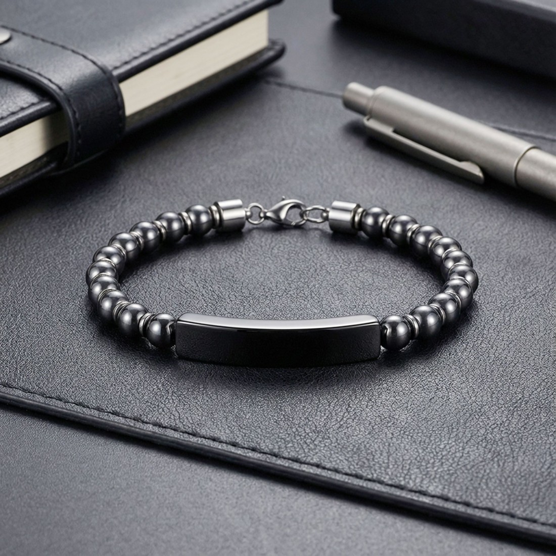Men's Natural Stone Steel Bracelet 14192