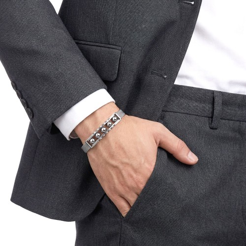 Hematit Taşı ve Paslanmaz Çelik Bileklik