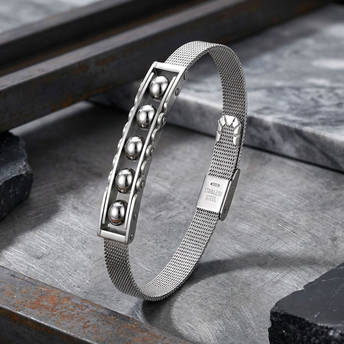 Hematit Taşı Ve Paslanmaz Çelik Bileklik