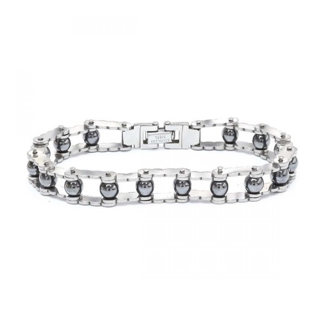 Hematit Taşlı Ayarlanabilir Çelik Bileklik