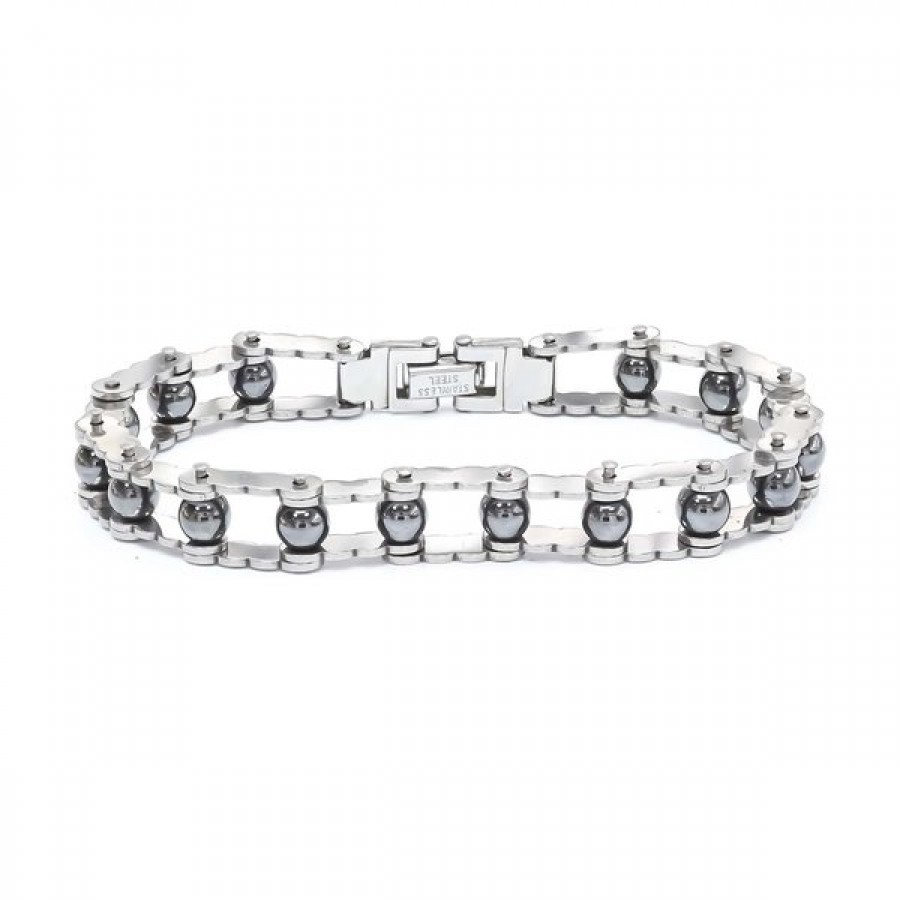 Hematit Taşlı Ayarlanabilir Çelik Bileklik