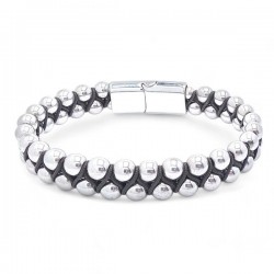 6mm Hematite and Steel Cable Men's Bracelet