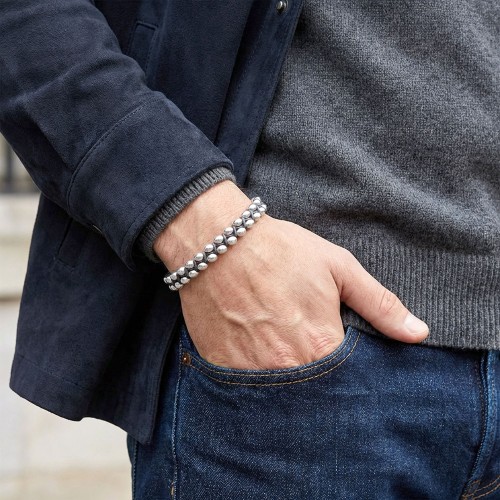 Hematit ve Çelik Halatlı Erkek Bileklik